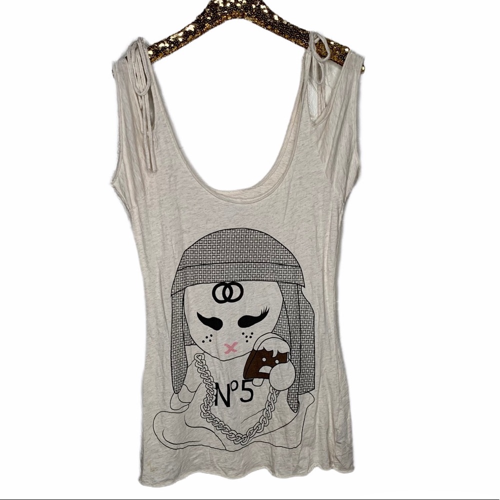 SAUCE Tie Open Shoulder Cut Dress Ice Cream No 5 Graphic